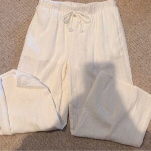 art class Cream Drawstring Linen-Blend Kids Casual Pants